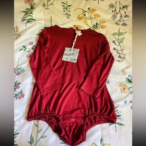 kate quinn red burgundy bubble LS romper 2y
